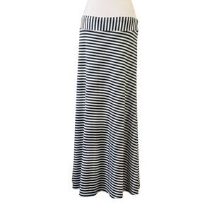 Dressbarn Navy and White Striped Pull-On Maxi Skirt Size Large
